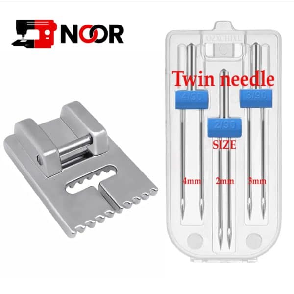 Twin Needles Sewing Machine Fittings Wrinkled Presser Foot 9 Grooves