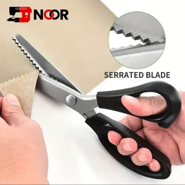 High Quality Zigzag Scissors –  Soft Rubber Grip Handle, Durable & Sharp for Fabric Cutting