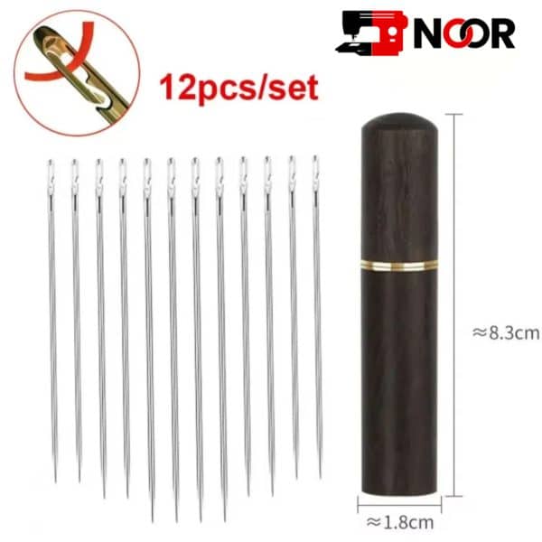 12/Pcs/Set Blind Needle Stainless Steel Sewing Tools Pins Cylinder Embroidery Knitting Needles Container Storage Boxes Sewing Needles Multi-size Side Opening Stainless Steel Darning Sewing Household Hand Tools